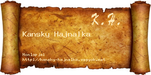 Kansky Hajnalka névjegykártya